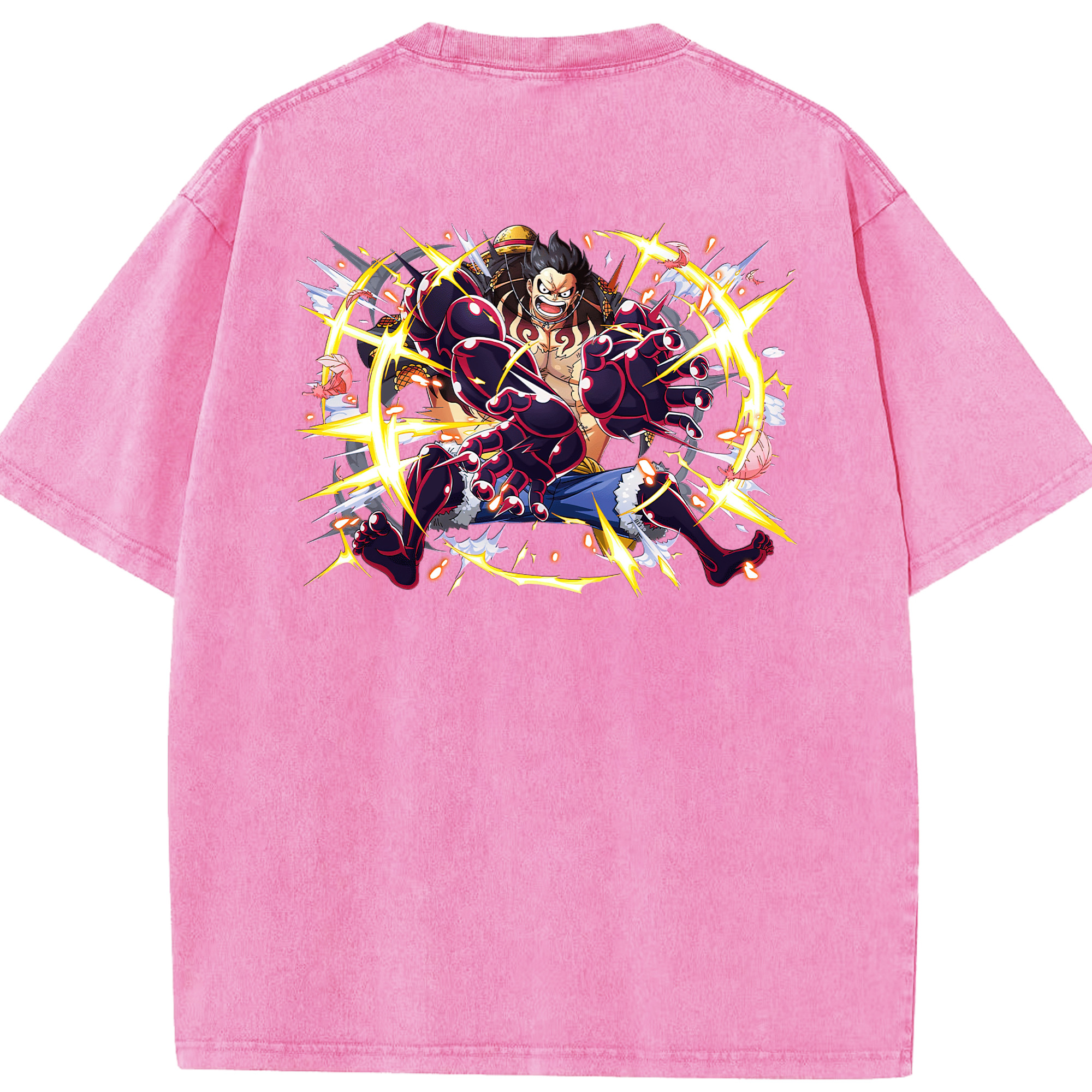 ワンピース モンキー・D・ルフィ ONE PIECE Monkey D. Luffy 綿100% ヴィンテージ風 半袖Tシャツ（背面プリント）